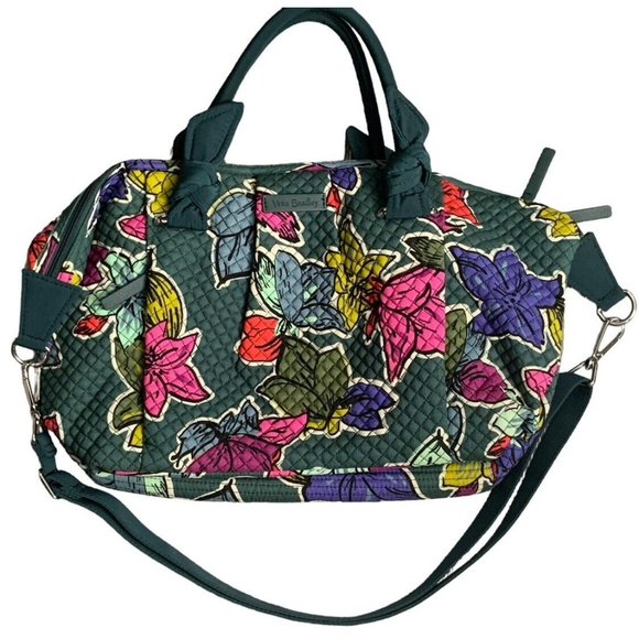 Vera Bradley Green Floral Handbag Purse With Crossbody Strap NWOT - Picture 2 of 6